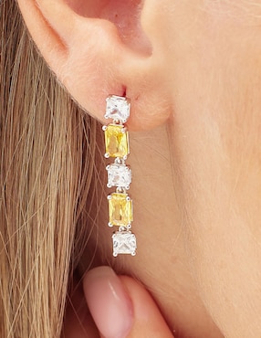 Aretes de barra Brosway Fancy Energy Yellow de plata P 925 con acabado brillante zirconia