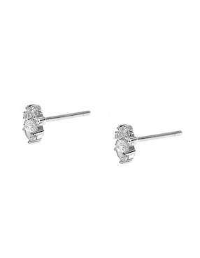 Aretes de flor Sofia Blum de plata P 925 con acabado baño rodio circonita