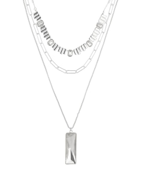 Collar De Varios Hilos Nine West Silver Crystal Bars