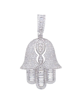 Dije De Mano De Fátima Oro Angelus De Plata P925 Zirconia