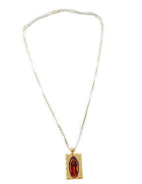 Collar con dije Virgen de Guadalupe cuadrado Maria Almudena 18 K