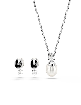 Aretes y collar de redonda Swarovski
