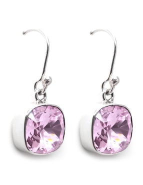 Aretes y collar cuadrados Zvezda Cushion de plata P 925 cristal