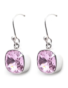 Aretes y collar cuadrados Zvezda Cushion de plata P 925 cristal