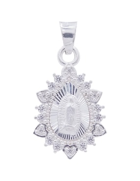 Dije Ovalado Boscaini Virgen De Guadalupe De Plata P 925 Zirconia