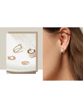 Set de aretes circulares Wünd con acabado chapa de oro