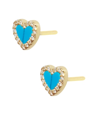 Broqueles de corazón Westies de plata P 925 con acabado brillante cristal
