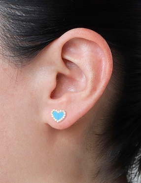 Broqueles de corazón Westies de plata P 925 con acabado brillante cristal
