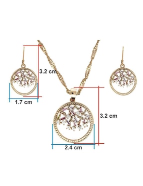 Aretes y collar circular Horoz zirconia