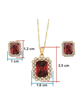 Aretes y collar rectangular Horoz zirconia