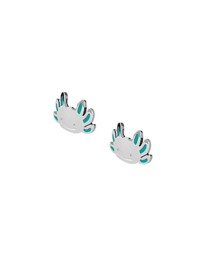 Aretes Ajolote Cometa de plata P 925 con acabado plateado