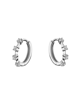 Aretes Huggies Circulares Sofia Blum De Plata P925 Acabado Baño Rodio