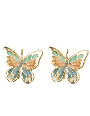 Aretes Cortos De Mariposa Mayfer Joyería Ablime Con Acabado Esmaltado