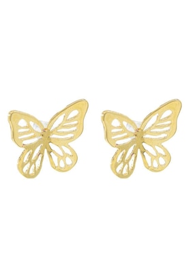 Aretes Cortos De Mariposa Mayfer Joyería Ablime Con Acabado Baño De Oro