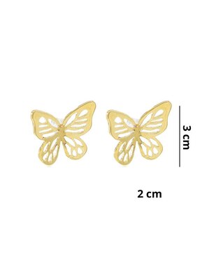 Aretes de mariposa Mayfer Joyería Ablime con acabado baño de oro