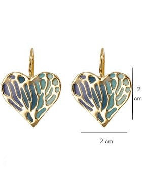 Aretes de corazón Mayfer Joyería Ablime con acabado esmaltado