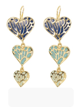 Aretes Largos De Corazón Mayfer Joyería Ablime Esmaltados