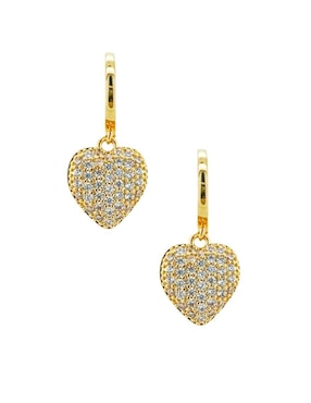 Aretes y collar de corazón Zvezda 18 K circonita