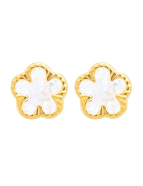 Broqueles De Flor Oro Angelus De Oro 14 K Acabado Pavé Zirconia