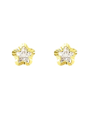 Broqueles De Flor Oro Angelus De Oro 14 K Acabado Pavé Zirconia