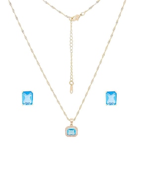 Aretes y collar cuadrado Oro Angelus zirconia