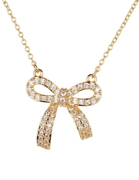 Collar con dije de moño Luckyly Moñito Linda de baño de oro 14 K