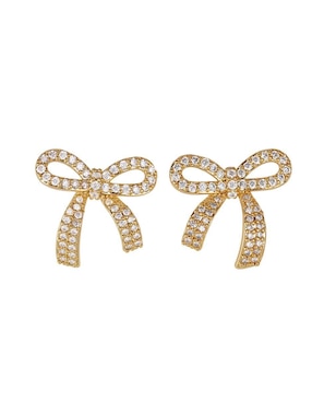 Aretes y collar de moño Luckyly moñitos linda baño de oro 14k zirconia cúbica