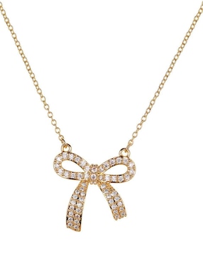 Aretes y collar de moño Luckyly moñitos linda baño de oro 14k zirconia cúbica
