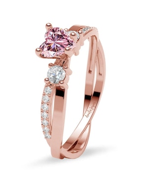 Anillo de corazón Amelie Joyas 14 k de oro zirconia brillante