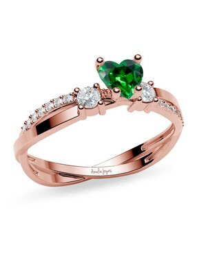 Anillo de corazón Amelie Joyas 14 k de oro zirconia brillante