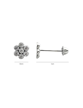 Broqueles de flor Mancini de oro blanco con acabado brillante zirconia