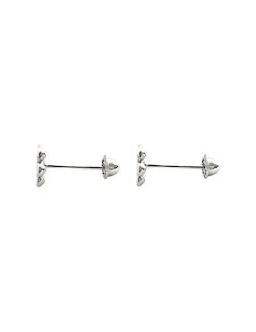 Broqueles de flor Mancini de oro blanco con acabado brillante zirconia