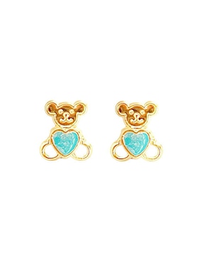 Broqueles de oso Mancini de oro con acabado brillante zirconia