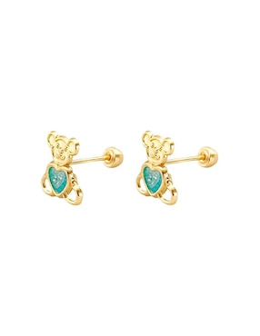 Broqueles de oso Mancini de oro con acabado brillante zirconia