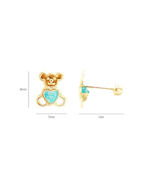 Broqueles de oso Mancini de oro con acabado brillante zirconia