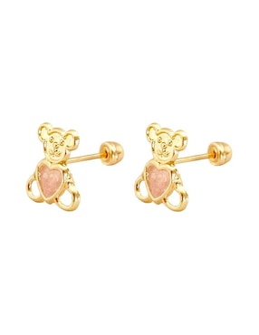 Broqueles de oso Mancini de oro con acabado brillante zirconia