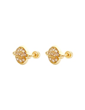 Broqueles de planeta Mancini de oro con acabado brillante zirconia