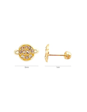 Broqueles de planeta Mancini de oro con acabado brillante zirconia