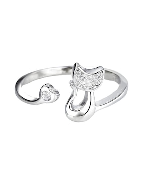 Anillo De Gato Miow Kiki Collection P925 De Plata Zirconia