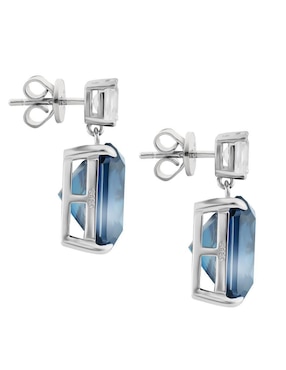 Aretes cuadrados Gladkova Joyería de plata P 925 con acabado plateado zafiro