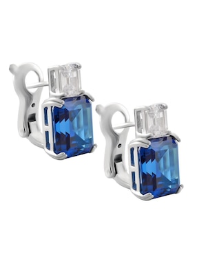 Broqueles rectangulares Gladkova Joyería de plata P 925 con acabado plateado zafiro