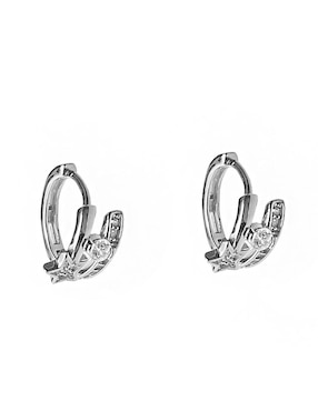 Aretes circulares Sofia Blum de plata P 925 con acabado baño rodio circonita