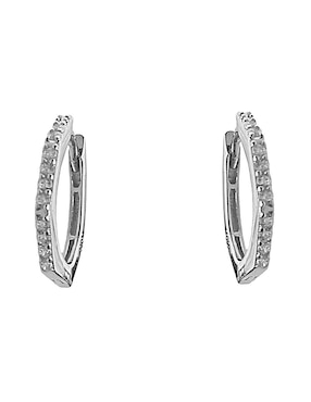 Aretes Huggies Octagonales Sofia Blum De Plata P925 Con Acabado Baño Rodio Circonita