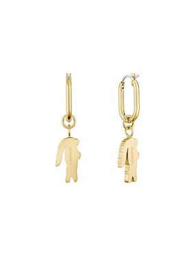 Aretes de aro circulares Cocodrilo Lacoste Crocodile con acabado brillante