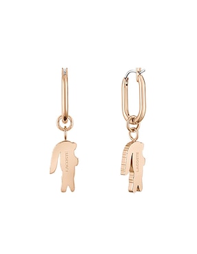 Aretes de aro circulares Cocodrilo Lacoste Crocodile con acabado brillante