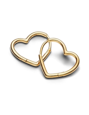 Aretes de aro de corazón Pandora Moments de plata P 925 con acabado baño de oro