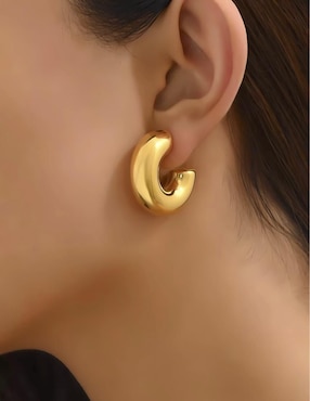 Aretes de aro redondos Mink con acabado brillante