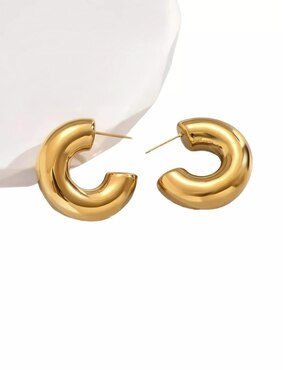 Aretes de aro redondos Mink con acabado brillante