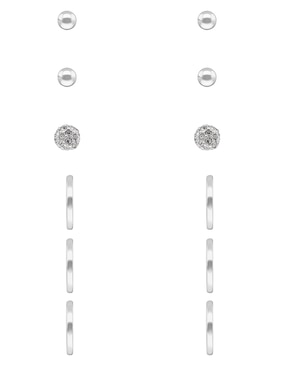 Set de aretes Nine West Metal Ears con acabado brillante