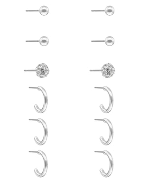 Set de aretes Nine West Metal Ears con acabado brillante